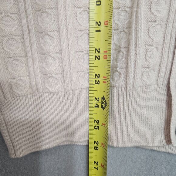 Salvatore Ferragamo Cashmere Cotton XO Cable Knit Stitch Cardigan Mens M Ivory - Picture 14 of 14